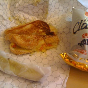 GrrChe - Caribbean Grilled Cheese with pickle and chips - Street Vendors Near Me