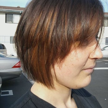 Chez Charpentier - right side-jagged bob with a copper golden brown color done January 11 2012 - Hair Stylists Near Me - Torrance, California Chez Charpentier - right side-jagged bob with a copper golden brown color done January 11 2012 - Hair Stylists Near Me - Torrance, California