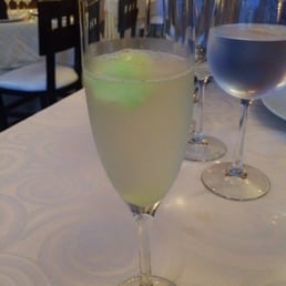 Sparkling white wine with lime sorbet and a dash of sprite
