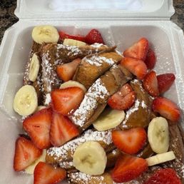 French toast with strawberries and bananas French toast with strawberries and bananas
