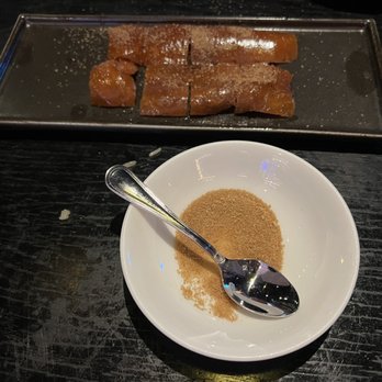 Mott 32 - Peking duck skin plate with brown sugar to top off - Chinese Near Me - Las Vegas, Nevada