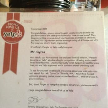 Mr. Gyros - Congrats! - Mediterranean Near Me - Seattle, Washington