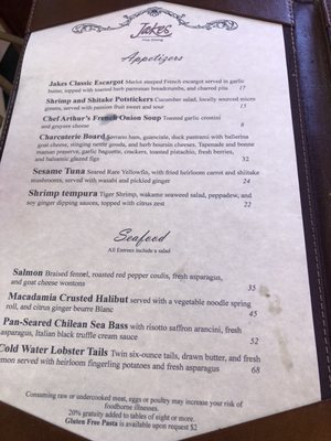 Menu photo 4 Jake's Fine Dining Deadwood, SD
