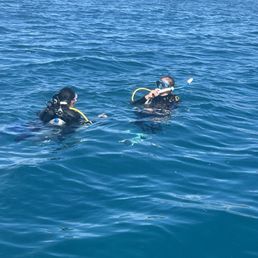 Practicing skills with dive master, Rose