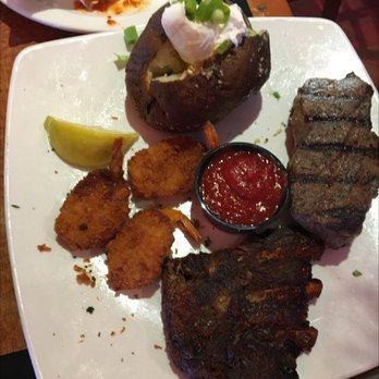 Sizzler - Triplicious All over cooked baby back ribs, steak suppose to be rare & fried shrimp - Seafood Near Me - Banning, California Sizzler - Triplicious All over cooked baby back ribs, steak suppose to be rare & fried shrimp - Seafood Near Me - Banning, California