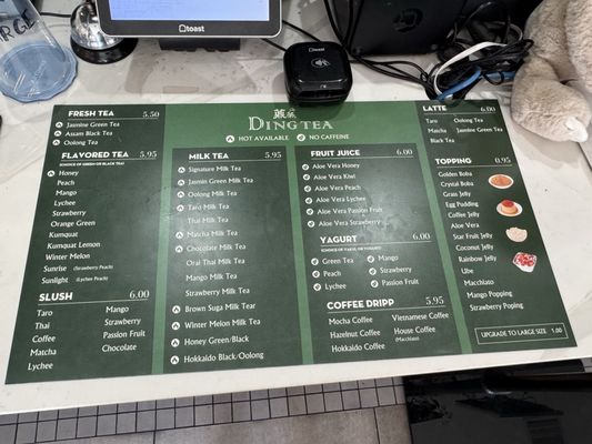 Menu photo 2 Ding Tea Near Disney Anaheim, CA