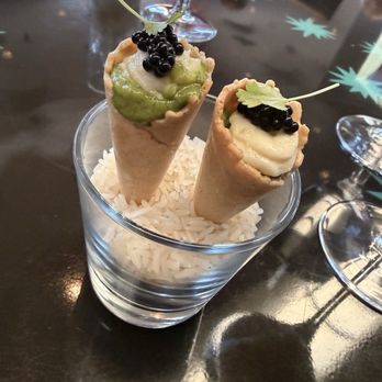 Coyote Cafe - Compliments of the Chef - Guacamole cones (so good - I'll always remember them) - New American Near Me - Santa Fe, New Mexico