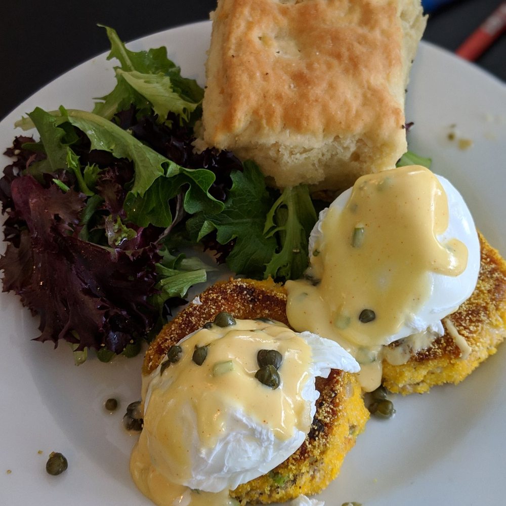 Mama's Boy - Salmon cake Benedict. - Southern Near Me - Athens, Georgia Mama's Boy - Salmon cake Benedict. - Southern Near Me - Athens, Georgia