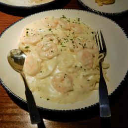 Shrimp Linguine Alfredo with Spaghetti - always a good choice