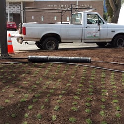 United States Post Office - Planting new grass today (3-10-15)