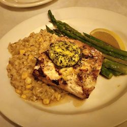 Pastiche - Grilled Mahi Mahi with sweet corn risotto and asparagus