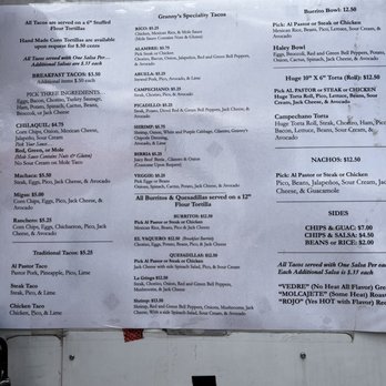 Granny's Tacos - Menu - Food Trucks Near Me - Austin, Texas Granny's Tacos - Menu - Food Trucks Near Me - Austin, Texas