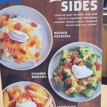 Culver's - Currently this is a test market store not all of them have it but they do have loaded sides available - Burgers Near Me - Romeoville, Illinois Culver's - Currently this is a test market store not all of them have it but they do have loaded sides available - Burgers Near Me - Romeoville, Illinois