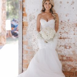 Luxury Makeup Artistry & Photography by Lisa Her - Glamorous bride waiting to walk down the aisle at the Providence Cotton Mill in Maiden, NC