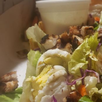 Bob's Burgers - Ranch cup right on top of the salad after being handled without gloves I'm sure. - Burgers Near Me - Westminster, California Bob's Burgers - Ranch cup right on top of the salad after being handled without gloves I'm sure. - Burgers Near Me - Westminster, California