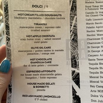 Red Ash - Dessert menu - Italian Near Me - Austin, Texas