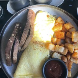 Mushroom and goat cheese omelet (parmesan subbed for goat cheese)