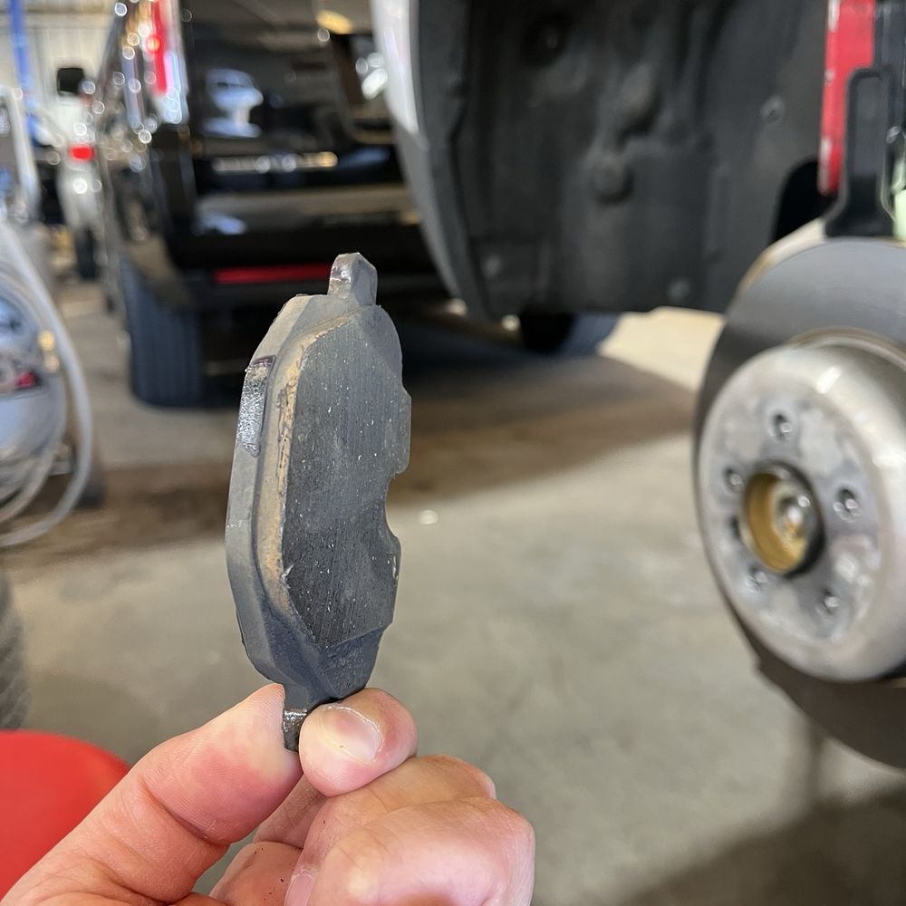 Innovation Motorsport - Old dusty worn down rear brake pad - Auto Repair Near Me - Ceres, California Innovation Motorsport - Old dusty worn down rear brake pad - Auto Repair Near Me - Ceres, California