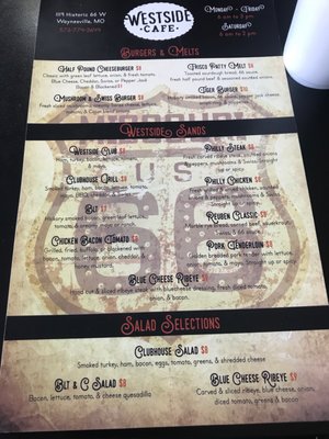 Menu photo 5 West Side Cafe Waynesville, MO