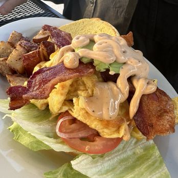 Sunset Grill - Big Ass Sandwich with scrambled eggs - American Near Me - Fredericksburg, Texas Sunset Grill - Big Ass Sandwich with scrambled eggs - American Near Me - Fredericksburg, Texas