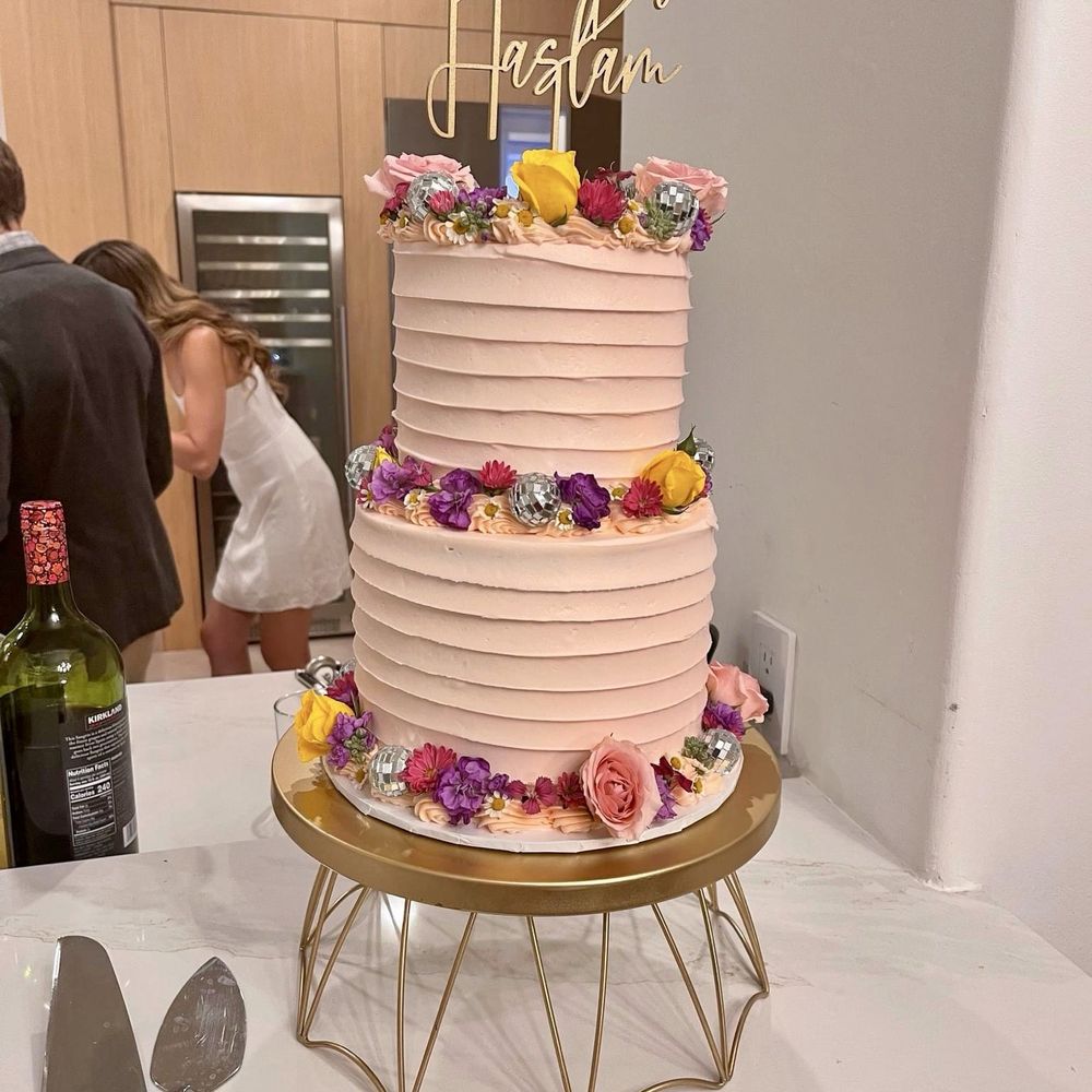 Ivory's Bake Shop - "Disco Garden" medium 2 tiered, fresh berry flavor! Such a hit at our wedding! (Feat me in that white dress soaking up the moment!!) - Custom Cakes Near Me - Los Angeles, California Ivory's Bake Shop - "Disco Garden" medium 2 tiered, fresh berry flavor! Such a hit at our wedding! (Feat me in that white dress soaking up the moment!!) - Custom Cakes Near Me - Los Angeles, California