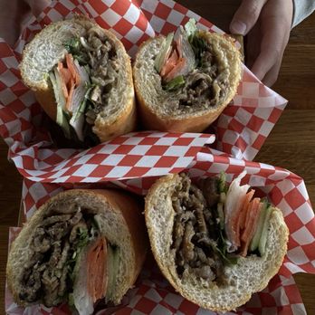 LES BA'GET - top: braised pork belly baguette bottom: lemongrass pork baguette - Vietnamese Near Me - Houston, Texas LES BA'GET - top: braised pork belly baguette bottom: lemongrass pork baguette - Vietnamese Near Me - Houston, Texas