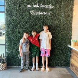My boys- happy to be getting a boba treat!