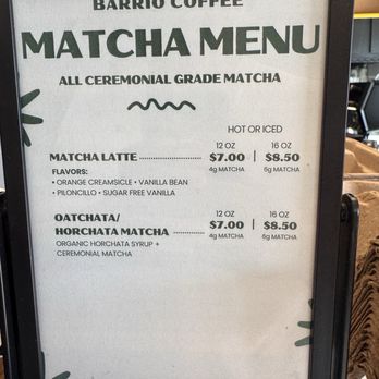 Barrio Coffee - Menu 9/12/26 - Coffee & Tea Near Me - San Diego, California