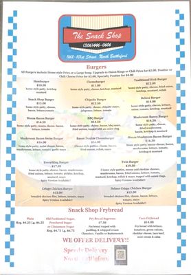 Menu photo 1 The Snack Shop North Battleford, SK Menu photo 1 The Snack Shop North Battleford, SK