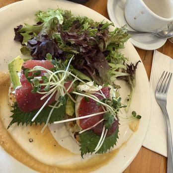Cream Pot - Eggs Benedict with Shiso, ahi & polenta - Breakfast & Brunch Near Me - Honolulu, Hawaii