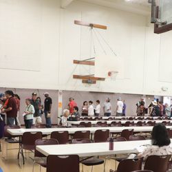 Southern Alameda County Buddhist Church - At far right are the entry doors. This line was right after opening.