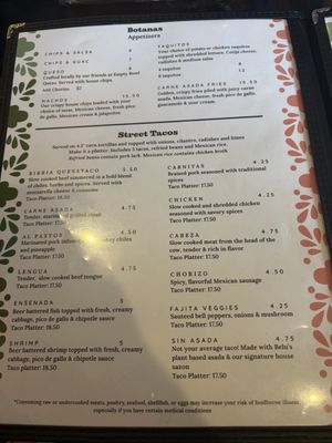 Menu photo 1 Casa De Avila Tacos Leesburg, VA