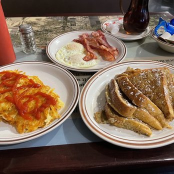 Beacon Restaurant - French Toast combo with a side of hash browns. - Breakfast & Brunch Near Me - Wichita, Kansas