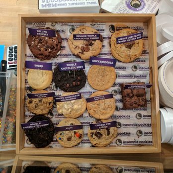 Insomnia Cookies - a variety of cookies in a box - Desserts Near Me - Kalamazoo, Michigan Insomnia Cookies - a variety of cookies in a box - Desserts Near Me - Kalamazoo, Michigan