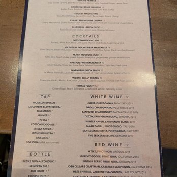 Cottonwood Kitchen - Great menu for drinks. Enjoyed the passion fruit margarita this time, not too sweet, just right. - Salad Near Me - Santa Fe, New Mexico