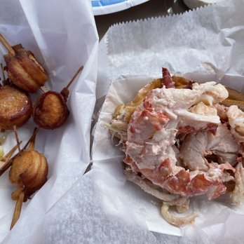Boothbay Lobster Wharf - Lobster roll and bacon wrapped scallops - Seafood Near Me - Boothbay Harbor, Maine