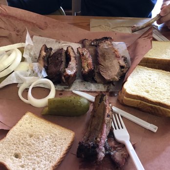 City Market - Ribs and brisket. It doesn't look like a lot, but the meat is sooo filling. - Barbeque Near Me - Luling, Texas