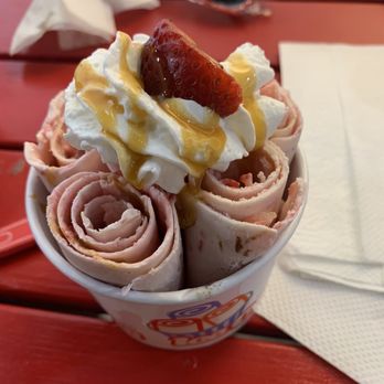 Totally Rolled Ice Cream - 5. Totally Danas Delight with caramel instead of chocolate - Ice Cream & Frozen Yogurt Near Me - West Des Moines, Iowa Totally Rolled Ice Cream - 5. Totally Danas Delight with caramel instead of chocolate - Ice Cream & Frozen Yogurt Near Me - West Des Moines, Iowa
