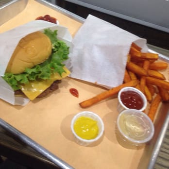 Burger Heights - The Heights Burger with sweet potato fries - Burgers Near Me - New York, New York
