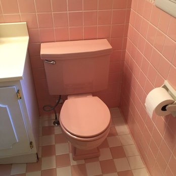 Locke Plumbing - Vintage pink toilet we installed in our pink bathroom. Parts from Locke were used to refurbish this. - Plumbing Near Me - Knoxville, Tennessee Locke Plumbing - Vintage pink toilet we installed in our pink bathroom. Parts from Locke were used to refurbish this. - Plumbing Near Me - Knoxville, Tennessee