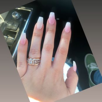 Lavish Nail Spa - Ombré coffin shaped nails with glitter. - Nail Salons Near Me - Suffolk, Virginia Lavish Nail Spa - Ombré coffin shaped nails with glitter. - Nail Salons Near Me - Suffolk, Virginia