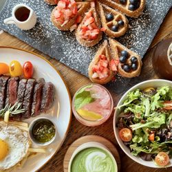 Hide Out Cafe - Chimi Wagyu and berry party waffle