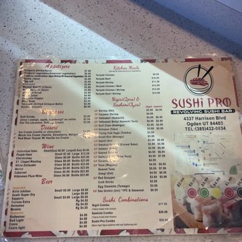 Sushi Pro - Menu - Conveyor Belt Sushi Near Me - Ogden, Utah