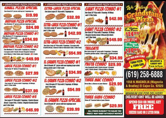Menu photo 6 Grandstand Pizza El Cajon, CA