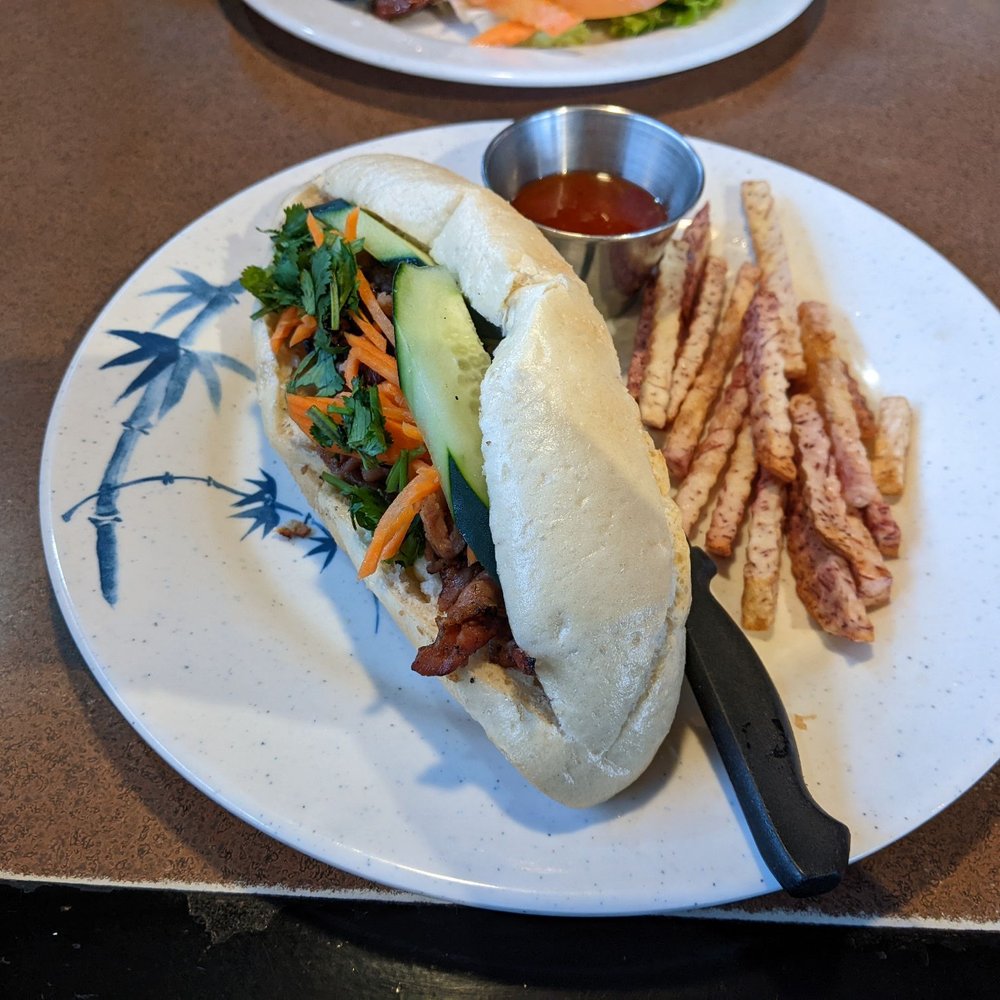 What The Pho! - Canyon Park - 54. Banh Mi Thit Nuong (charbroiled marinated pork) w/taro fries - Vietnamese Near Me - Bothell, Washington What The Pho! - Canyon Park - 54. Banh Mi Thit Nuong (charbroiled marinated pork) w/taro fries - Vietnamese Near Me - Bothell, Washington