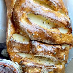 Cheese Stromboli ordered well done and less than $7 on Mondays and Wednesdays: So good!