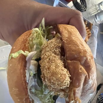 Bawk! by Urban Roots - The bun was soft! Drooling just thinking about this Fried Fish Sandwich - Chicken Shop Near Me - Sacramento, California