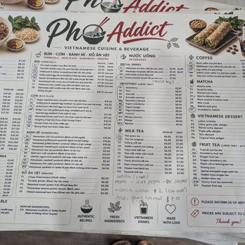 Pho Addict - Menu on 8/17/26, only circled items available at the time - Vietnamese Near Me - Fresno, California Pho Addict - Menu on 8/17/26, only circled items available at the time - Vietnamese Near Me - Fresno, California