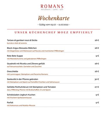 Menu photo 7 Ristorante ROMANS Munich, BY Menu photo 7 Ristorante ROMANS Munich, BY