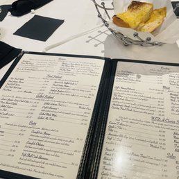 Menu with complimentary French bread